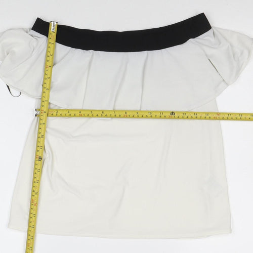 H&M Women’s White Off Shoulder Ruffle Blouse Size S