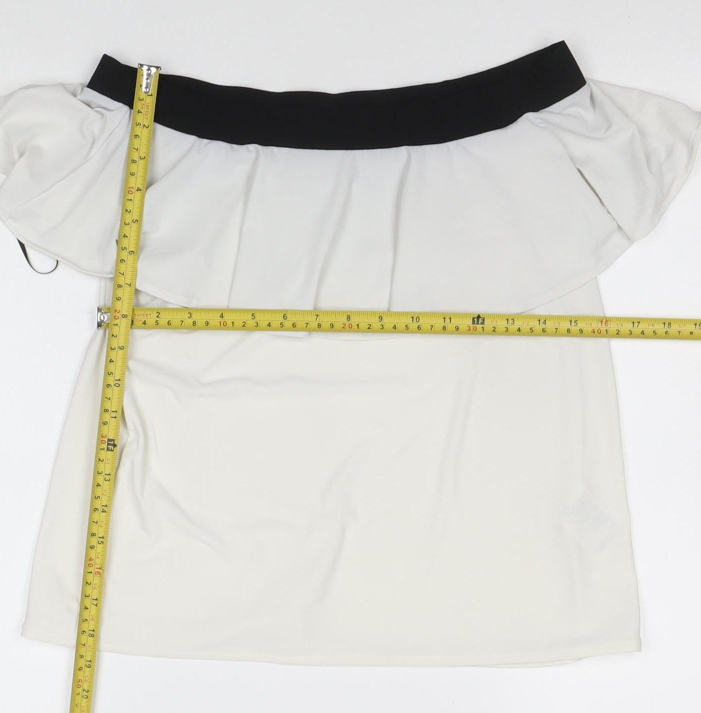 H&M Women’s White Off Shoulder Ruffle Blouse Size S