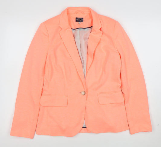 Joules Women's Orange Size 12 Classic One Button Blazer