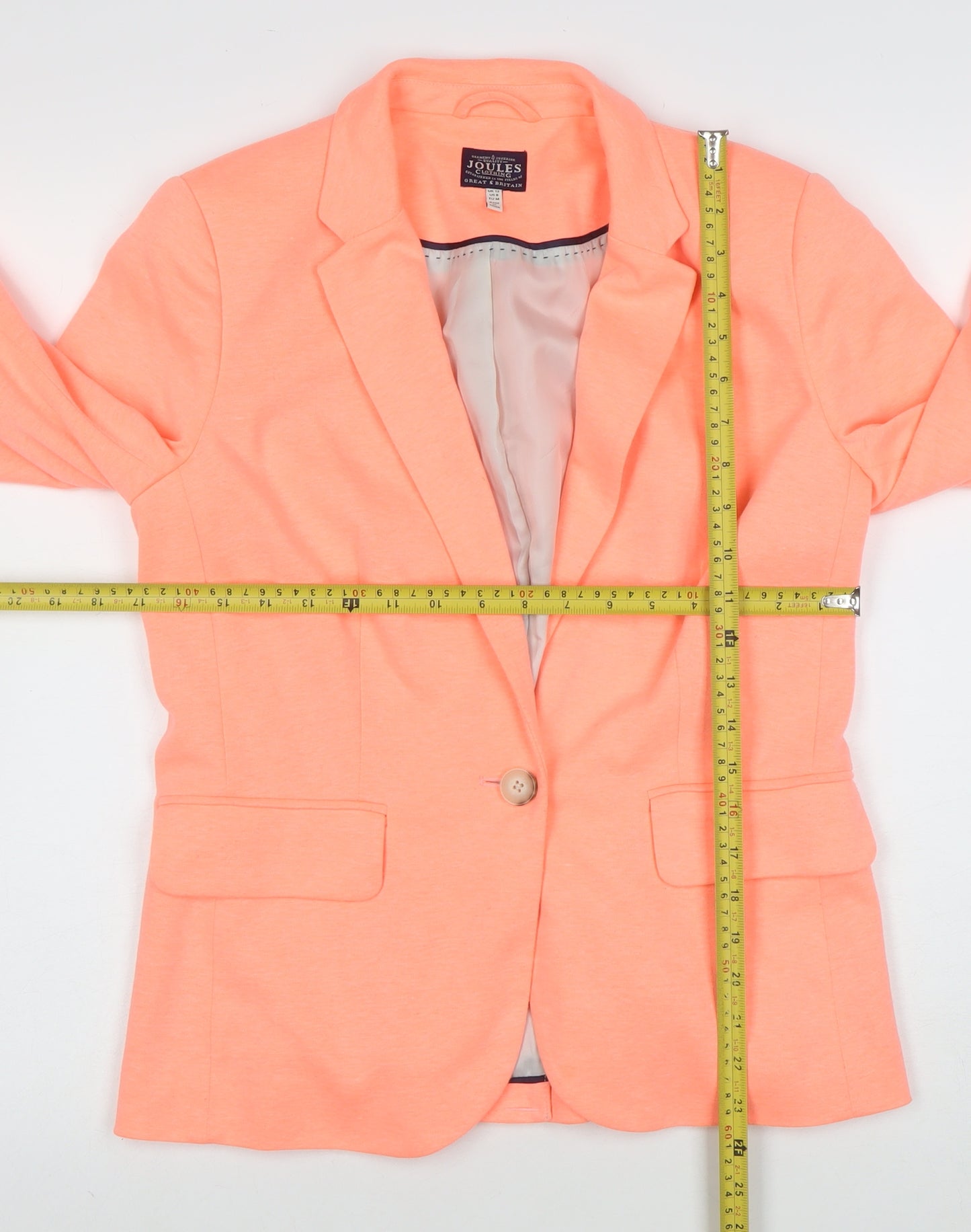 Joules Women's Orange Size 12 Classic One Button Blazer
