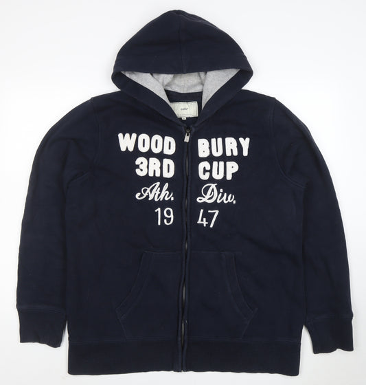 Celio Men’s Blue Full Zip Hoodie XL Fleece Sports Hooded Top