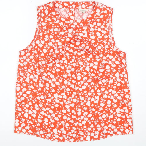 River Island Women's Orange Floral Sleeveless Blouse Size 10