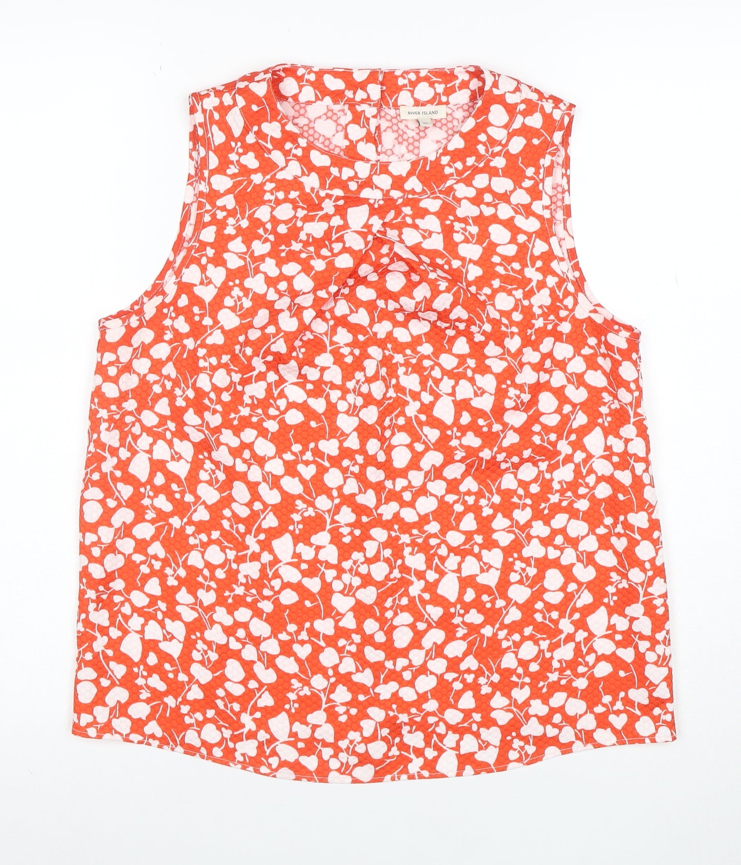 River Island Women's Orange Floral Sleeveless Blouse Size 10