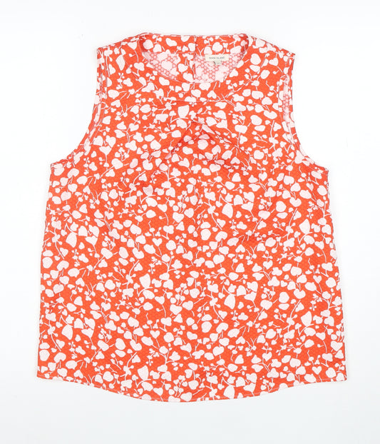 River Island Women's Orange Floral Sleeveless Blouse Size 10