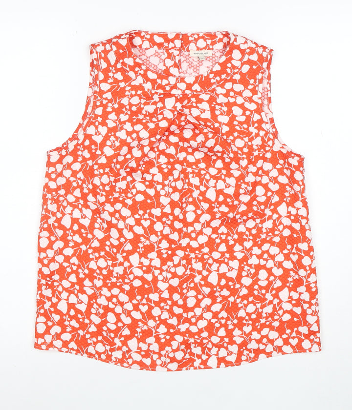 River Island Women's Orange Floral Sleeveless Blouse Size 10