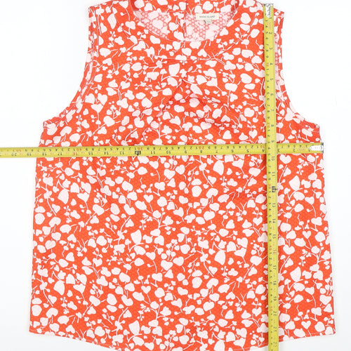 River Island Women's Orange Floral Sleeveless Blouse Size 10