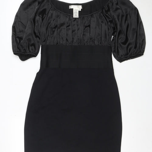 Studio M Women Black M Off Shoulder Puff Sleeve Bodycon Dress