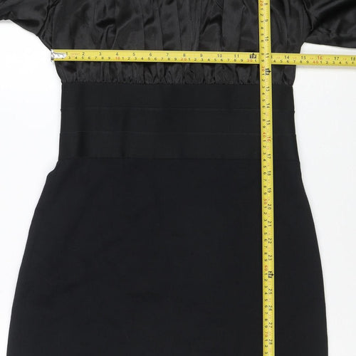 Studio M Women Black M Off Shoulder Puff Sleeve Bodycon Dress