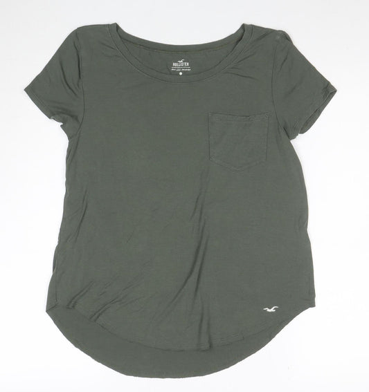 Hollister Women's Green Scoop Neck Short Sleeve Basic T-Shirt S