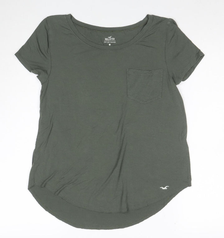 Hollister Women's Green Scoop Neck Short Sleeve Basic T-Shirt S