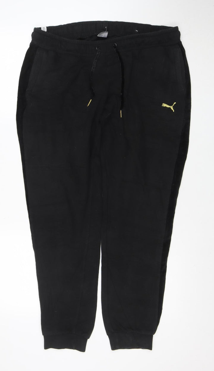 Puma Women Black XL Jogger Activewear Trousers with Drawstring Waist