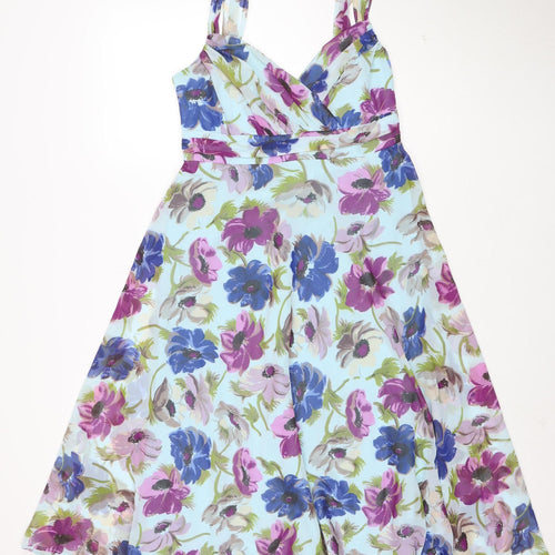 Debut Women's Multicoloured Floral Chiffon Fit & Flare Dress Size 10