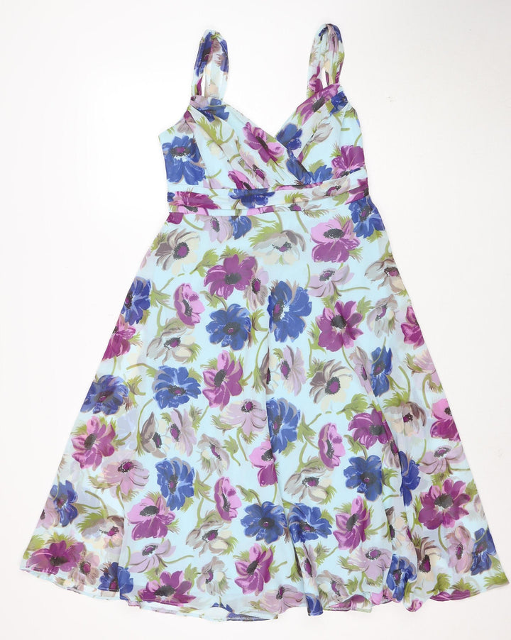 Debut Women's Multicoloured Floral Chiffon Fit & Flare Dress Size 10
