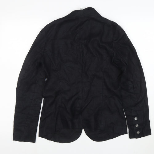 PURE Collection Women Black Linen Blazer UK 8 Single Breasted