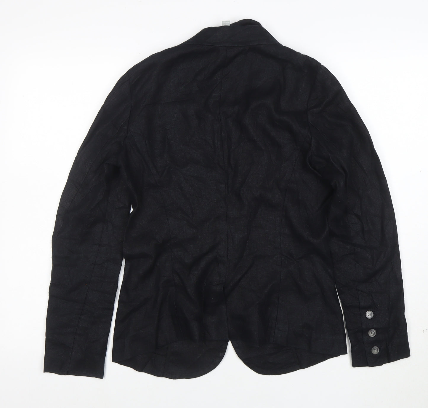 PURE Collection Women Black Linen Blazer UK 8 Single Breasted
