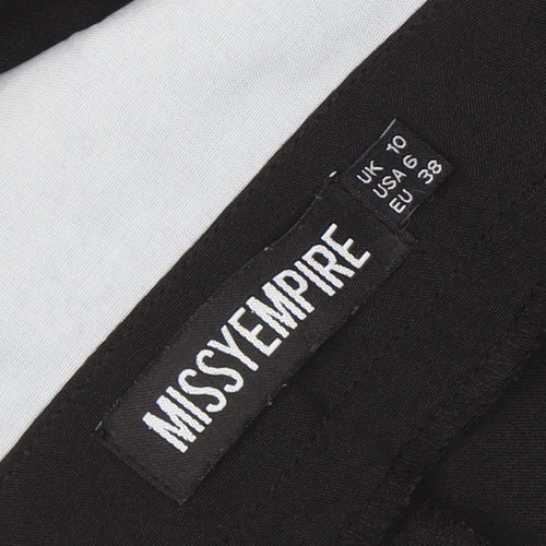 MissyEmpire Women's Black Wide-Leg Crepe Trousers Size 10