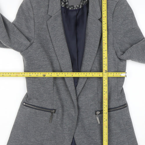 Next Women Grey Size 10 Tailored Suit Jacket Blazer Classic Fit