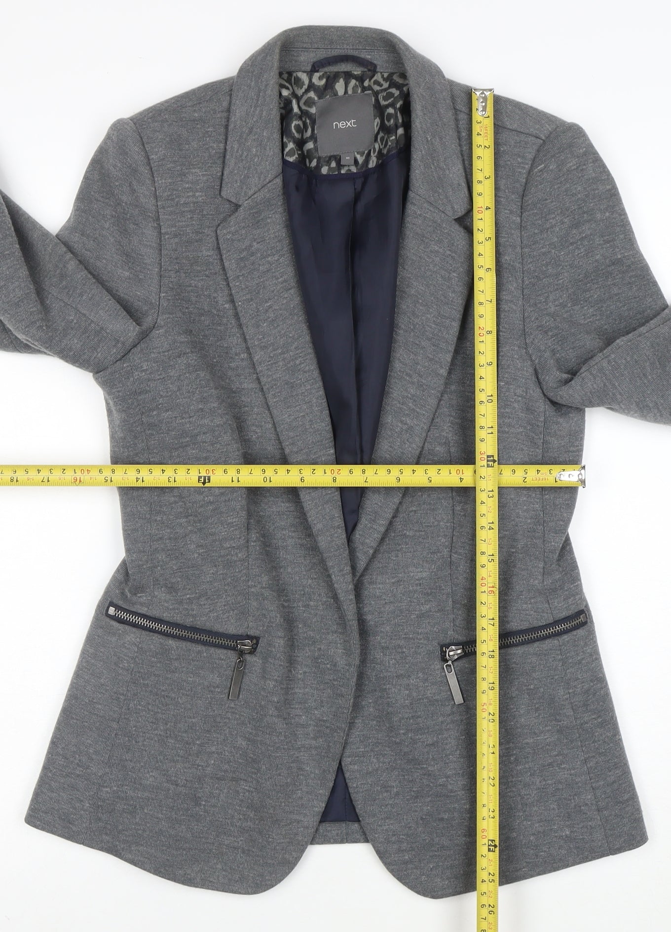Next Women Grey Size 10 Tailored Suit Jacket Blazer Classic Fit