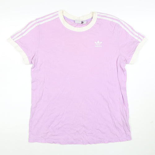 Adidas Womens Purple Ringer T-Shirt Size 10 Short Sleeve Cotton Top