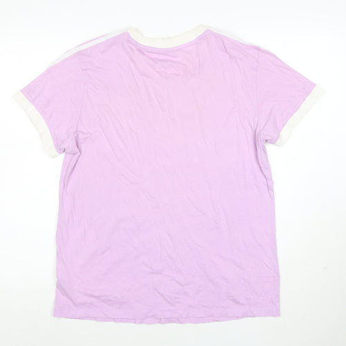 Adidas Womens Purple Ringer T-Shirt Size 10 Short Sleeve Cotton Top