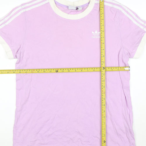Adidas Womens Purple Ringer T-Shirt Size 10 Short Sleeve Cotton Top