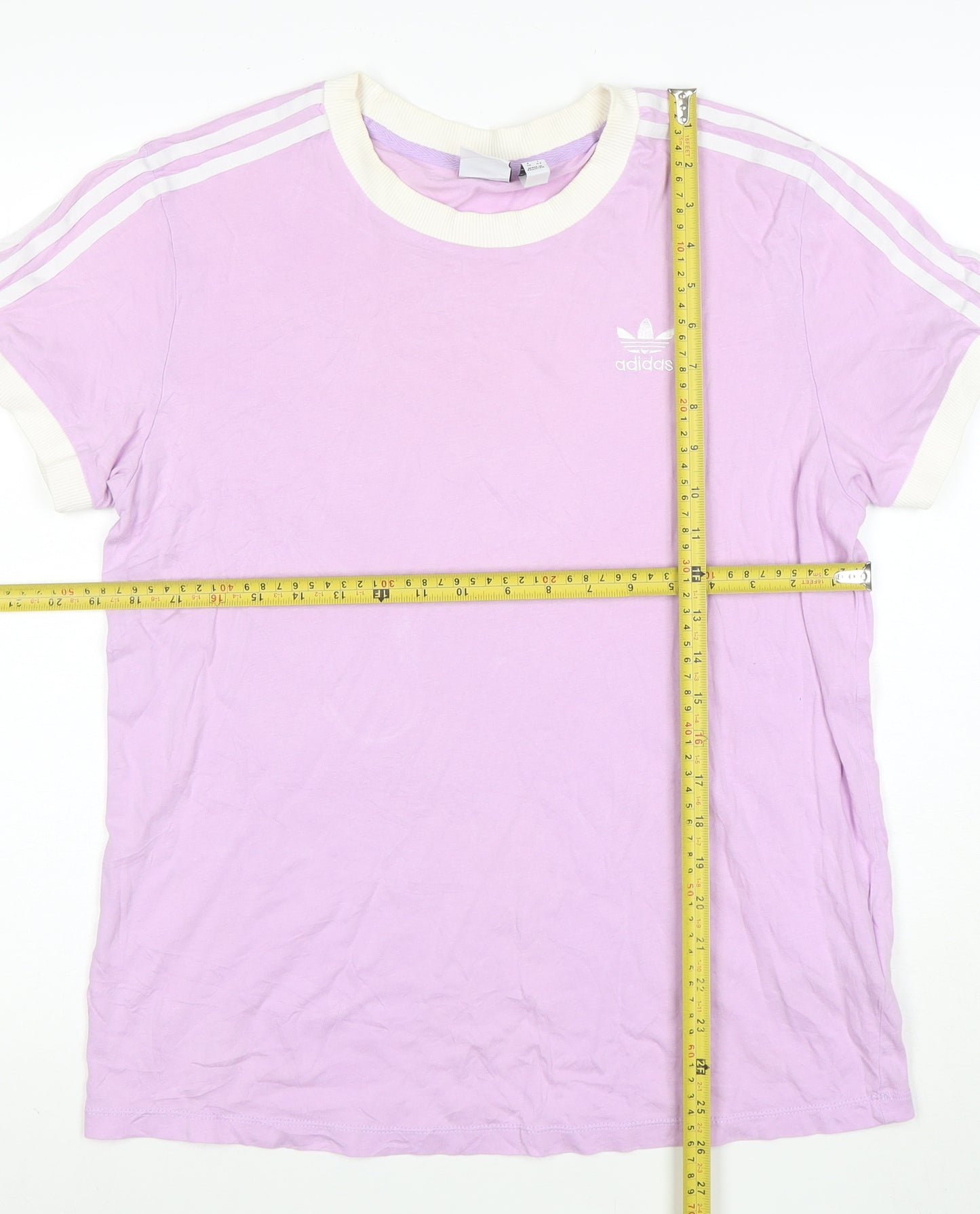 Adidas Womens Purple Ringer T-Shirt Size 10 Short Sleeve Cotton Top