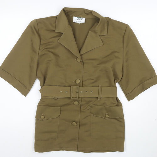 Talk Women’s Khaki Belted Short Sleeve Suit Jacket Size 10 Made in England