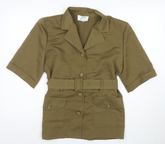Talk Women’s Khaki Belted Short Sleeve Suit Jacket Size 10 Made in England
