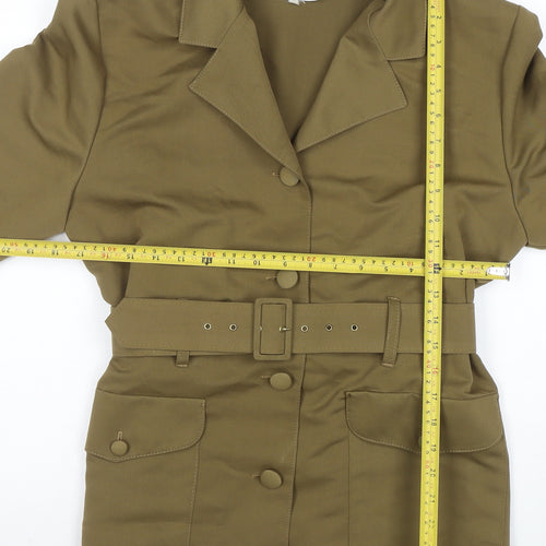 Talk Women’s Khaki Belted Short Sleeve Suit Jacket Size 10 Made in England