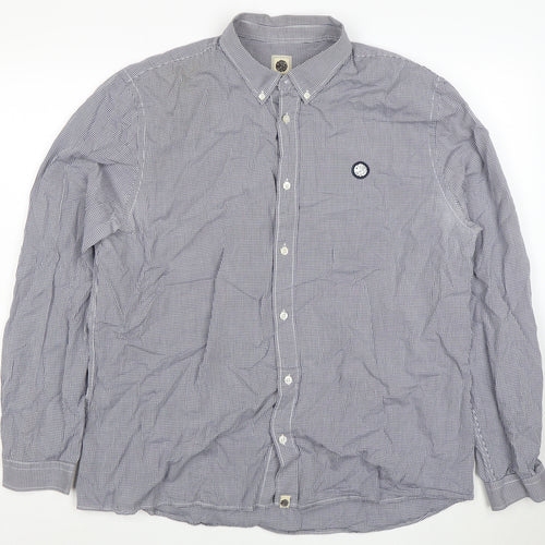 Blue Blood Mens Blue 2XL Classic Fit Checked Cotton Button-Up Shirt