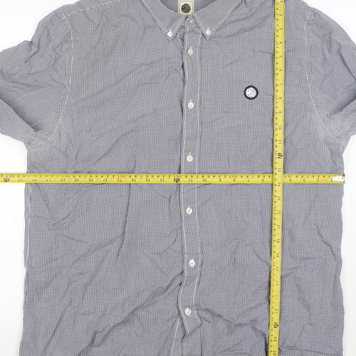 Blue Blood Mens Blue 2XL Classic Fit Checked Cotton Button-Up Shirt
