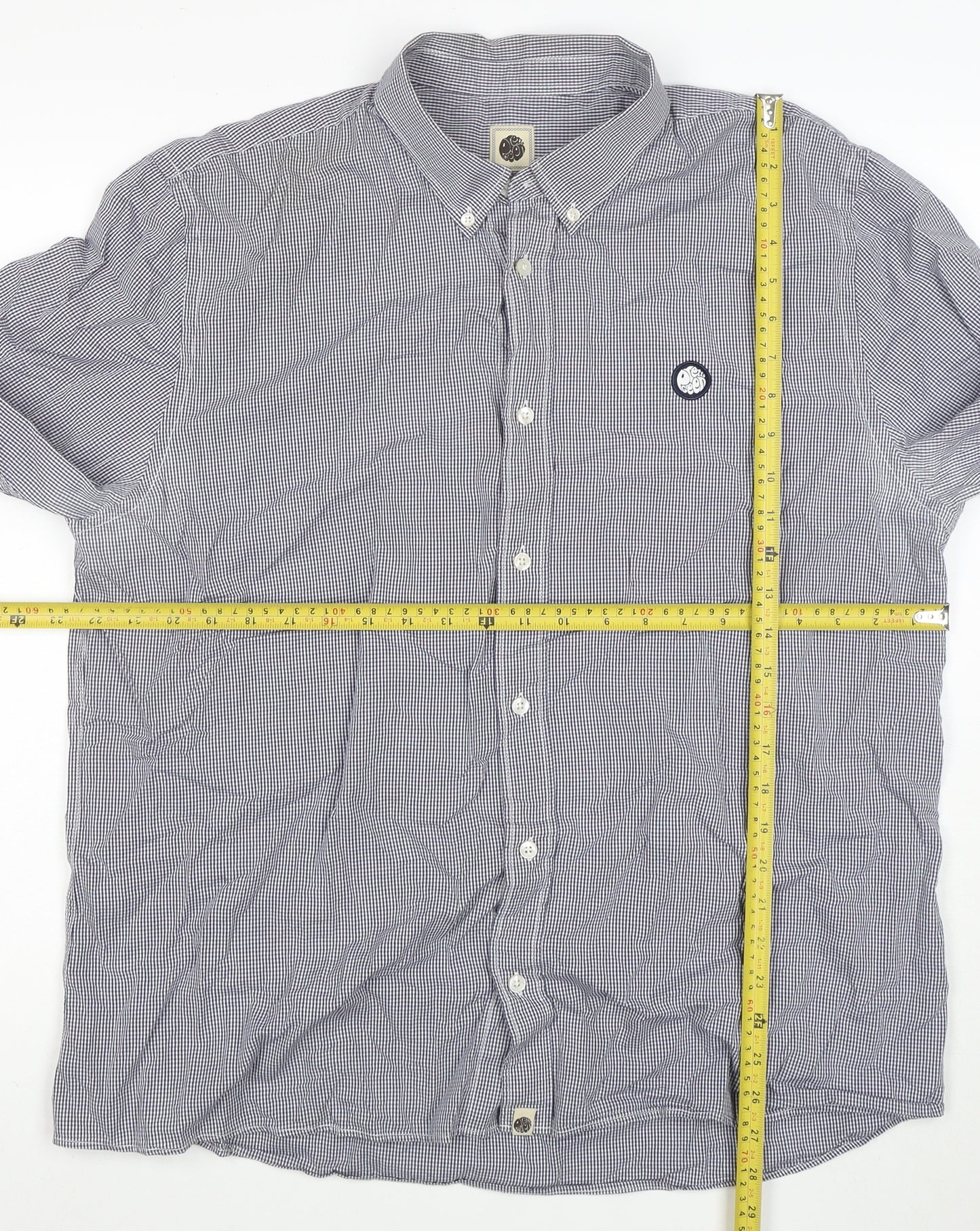 Blue Blood Mens Blue 2XL Classic Fit Checked Cotton Button-Up Shirt