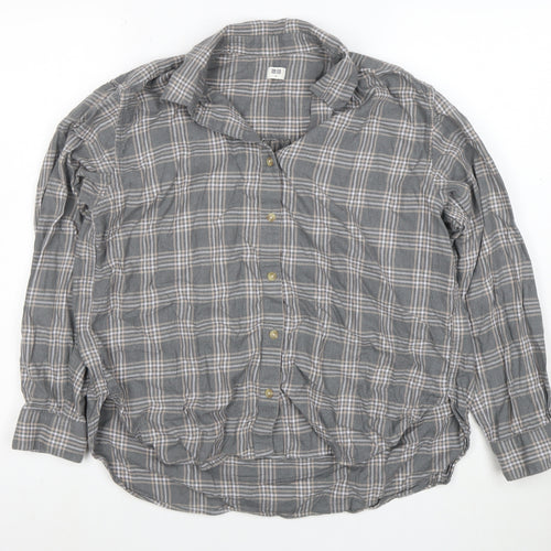 Uniqlo Men's Grey Check Button-Up Casual Shirt Size M