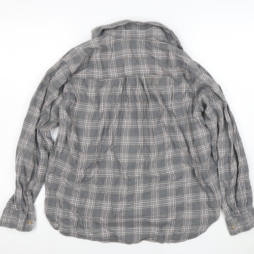 Uniqlo Men's Grey Check Button-Up Casual Shirt Size M