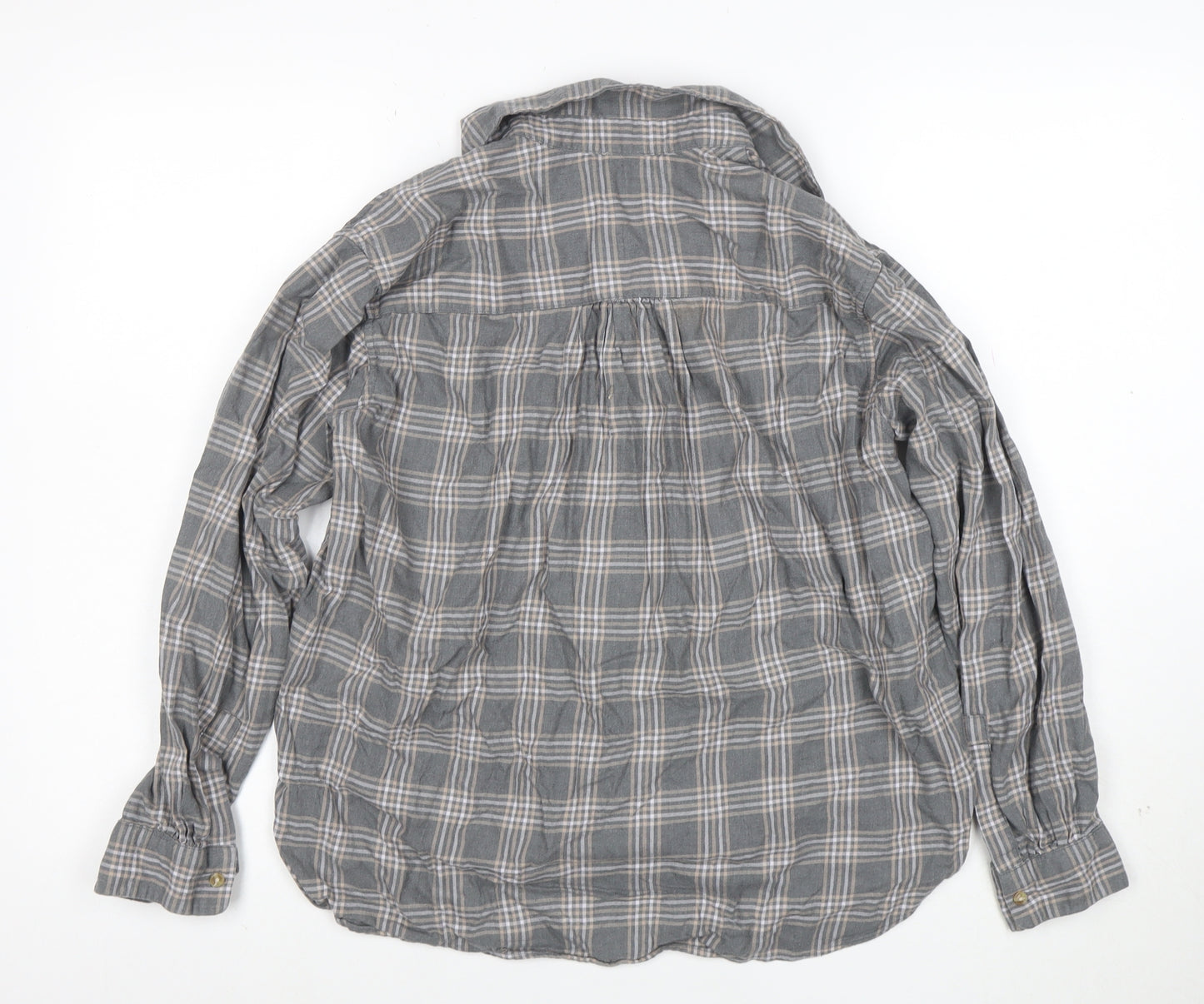 Uniqlo Men's Grey Check Button-Up Casual Shirt Size M