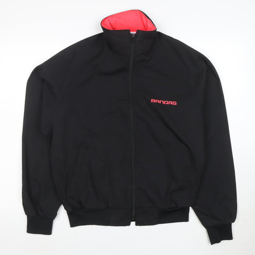 Swingster Women’s Black Bomber Jacket M Logo Zip Lined Workwear