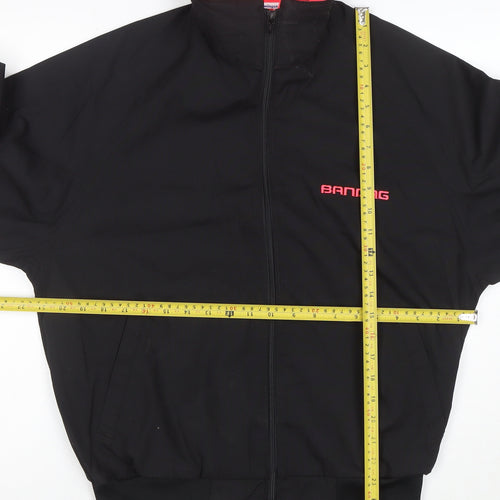 Swingster Women’s Black Bomber Jacket M Logo Zip Lined Workwear