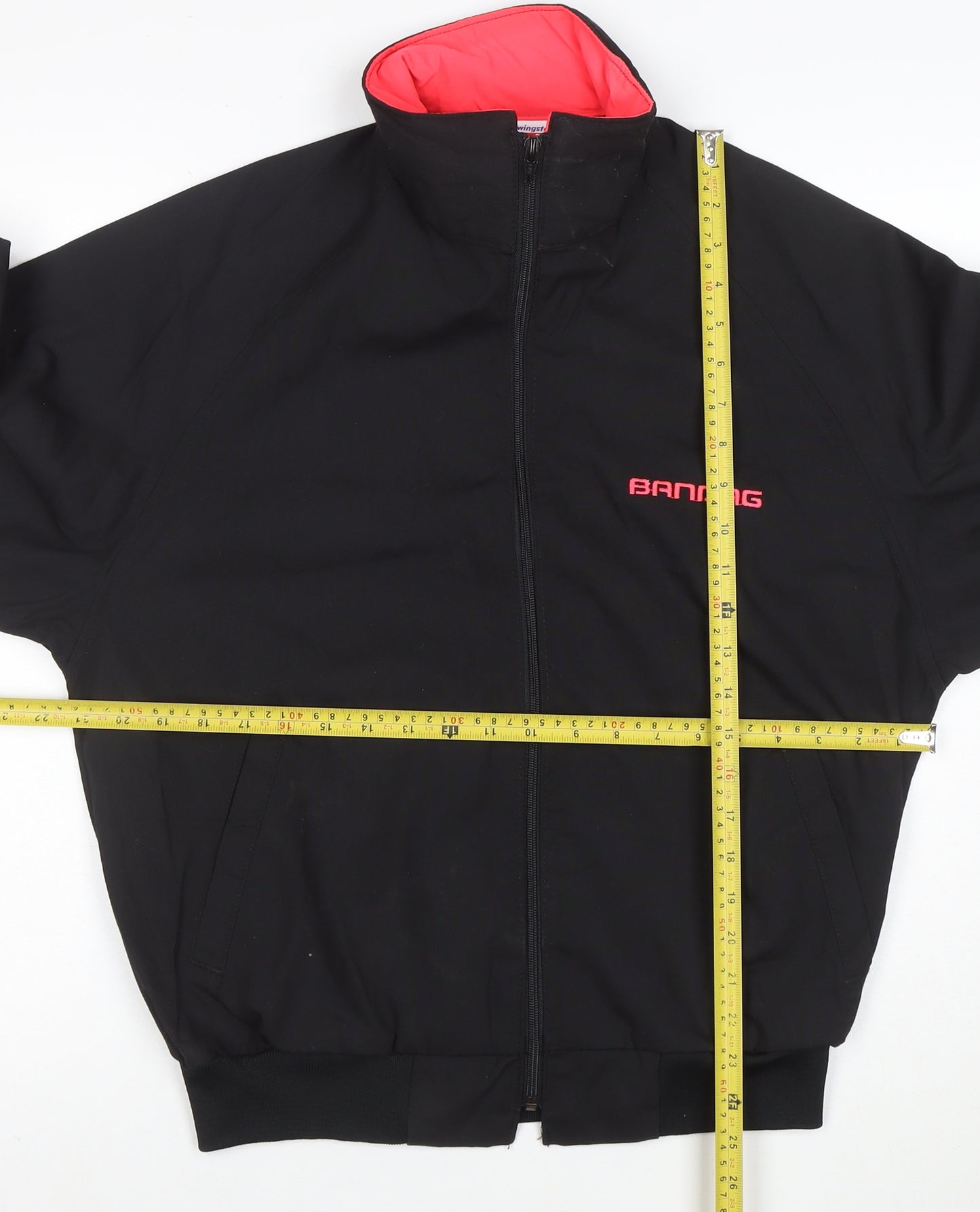 Swingster Women’s Black Bomber Jacket M Logo Zip Lined Workwear