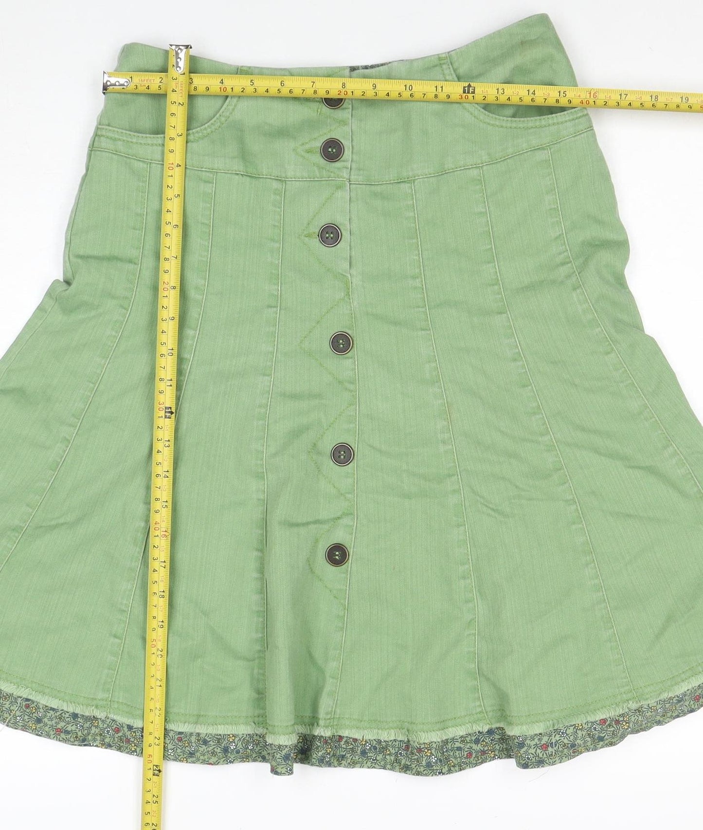 Marks and Spencer Women's Green A-Line Button Skirt Size 10