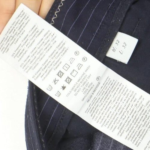 ONLY & SONS Womens Blue Pinstripe Slim Fit Chino Trousers L