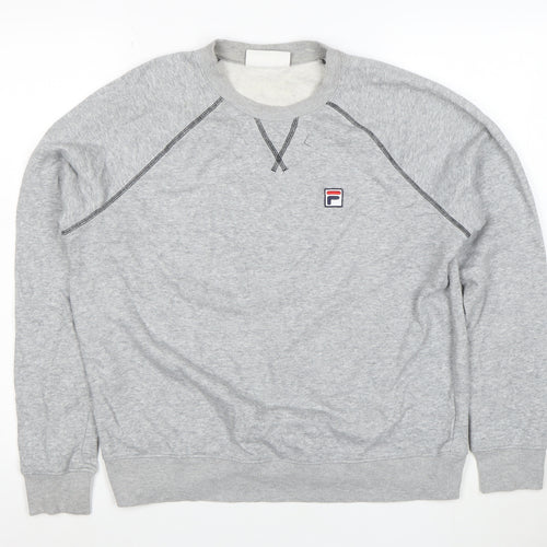 FILA Men's Grey L Pullover Sweatshirt Crew Neck Sports Jumper