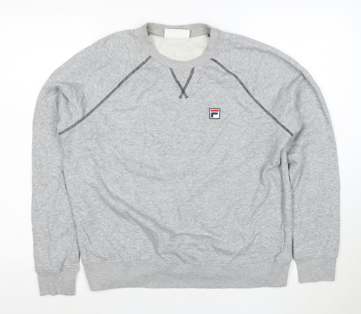 FILA Men's Grey L Pullover Sweatshirt Crew Neck Sports Jumper