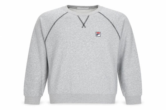Front view of Fila Men's Grey L Pullover Sweatshirt Crew Neck Sports Jumper