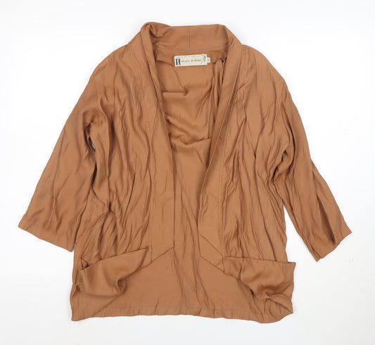 Hearts & Bows Women Brown Size 12 Relaxed Mid-Length Open Jacket