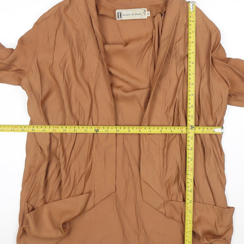 Hearts & Bows Women Brown Size 12 Relaxed Mid-Length Open Jacket