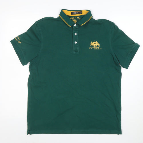 SPE Men's Green 2XL Polo Shirt Royal National Embroidered Cotton