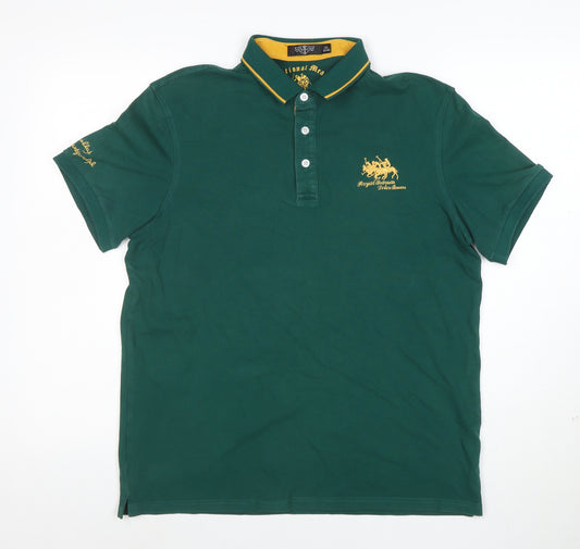 SPE Men's Green 2XL Polo Shirt Royal National Embroidered Cotton