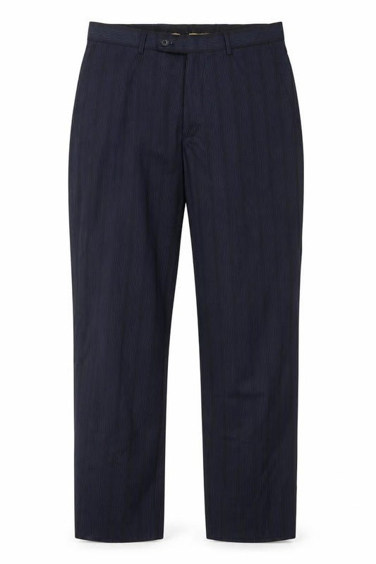 Front view of Pittarelli Uomo Men's Blue Striped Dress Pants 30R Regular Fit