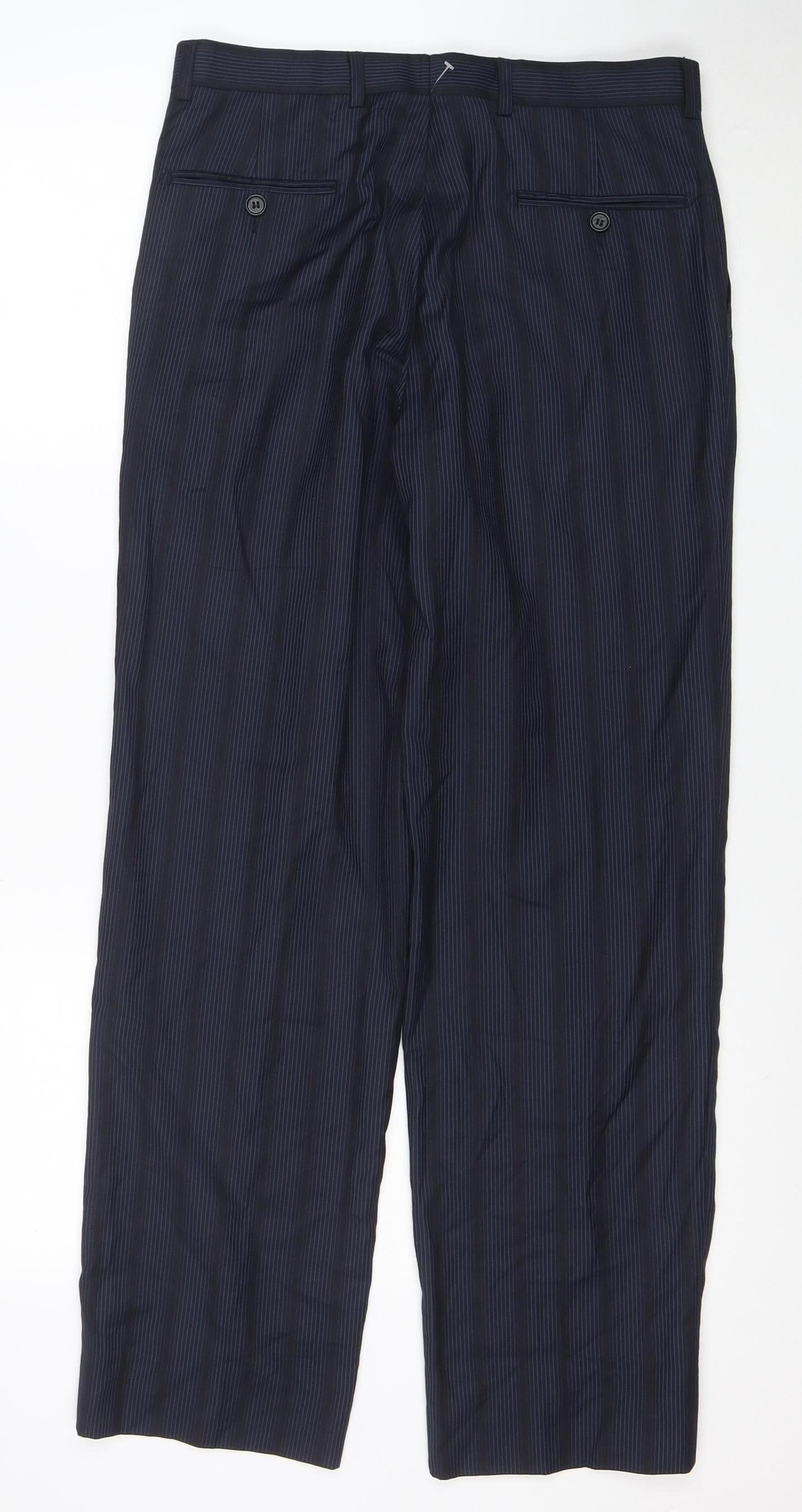 Pittarelli Uomo Men's Blue Striped Dress Pants 30R Regular Fit