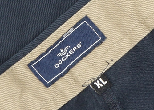 Dockers Men's Blue Cotton Pleated Chino Trousers W36 L34 XL Relaxed Fit